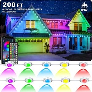 200FT RGB Smart LED Outdoor Lights, IP67 Waterproof, App/Remote Controlled